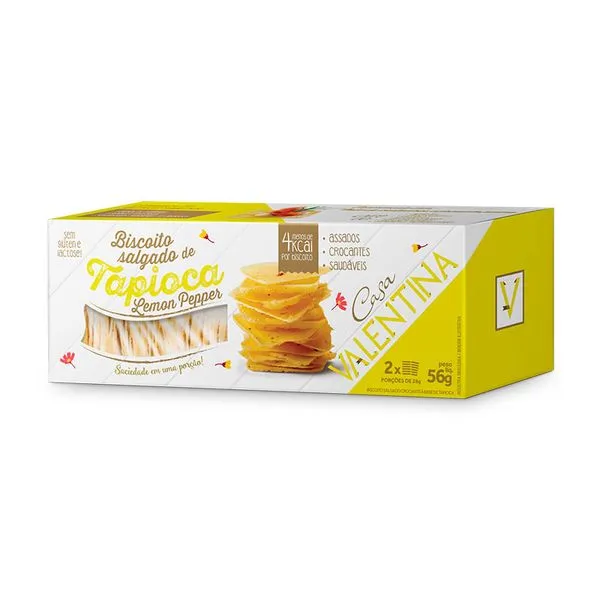 Biscoito Tapioca Lemon Pepper Casa Valentina 56g
