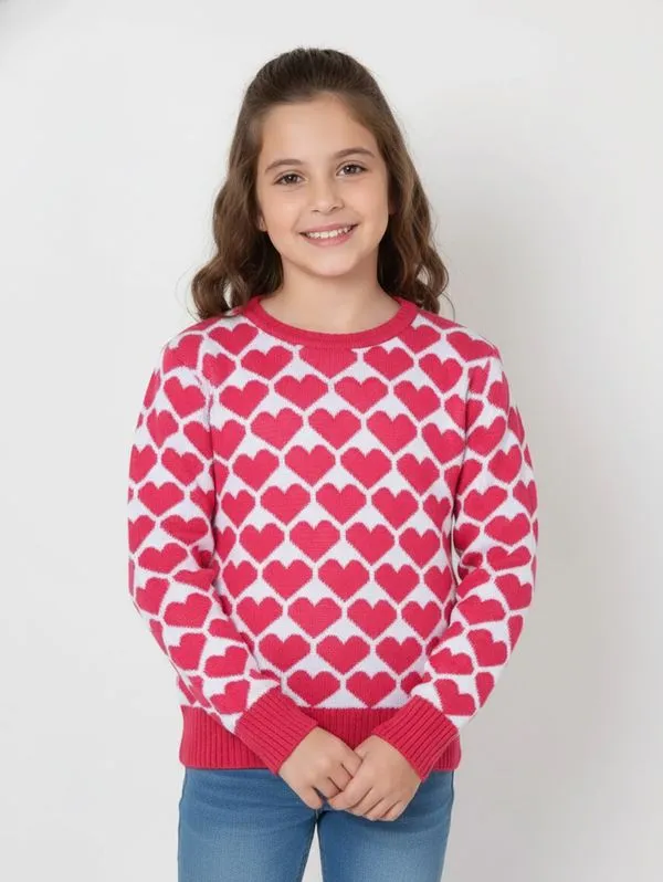 Blusão de Tricot Estampado Juvenil Para Menina - Rosa Pink 10