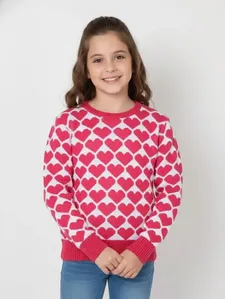 Blusão de Tricot Estampado Juvenil Para Menina - Rosa Pink 10