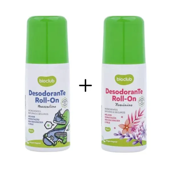 Kit 2 Desodorantes Roll-on Infantil Natural 75ml - Bioclub
