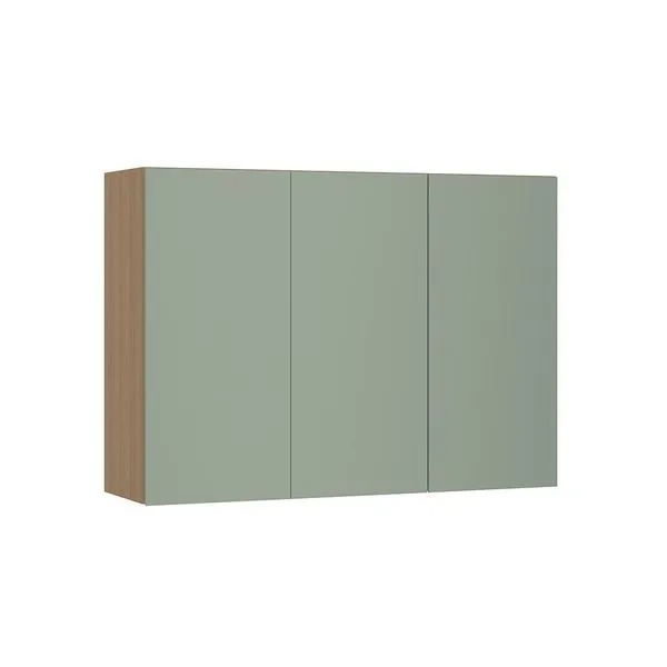 Armário Aéreo 120cm 3 Portas Slim Luciane Móveis Freijó/verde Jade