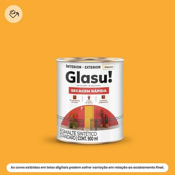 Tinta Esmalte Sintético Standard Brilhante Glasu Suvinil 900ml Secagem Rápida Amarelo Ouro (MP)