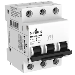 Disjuntor Tripolar Soprano 70A Curva C 3KA SHB3 GII-C070A (MP)