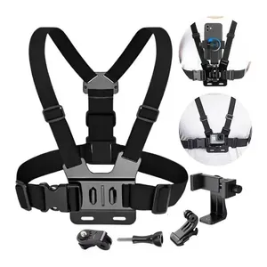 Kit 2 Suporte Peitoral Ajustável para Celular e Câmeras de Ação Giratório com Rotação 360 graus Preto Kit 2 Suporte Peitoral Ajustável para Celular e Câmeras de Ação com Rotação 360 graus Preto
