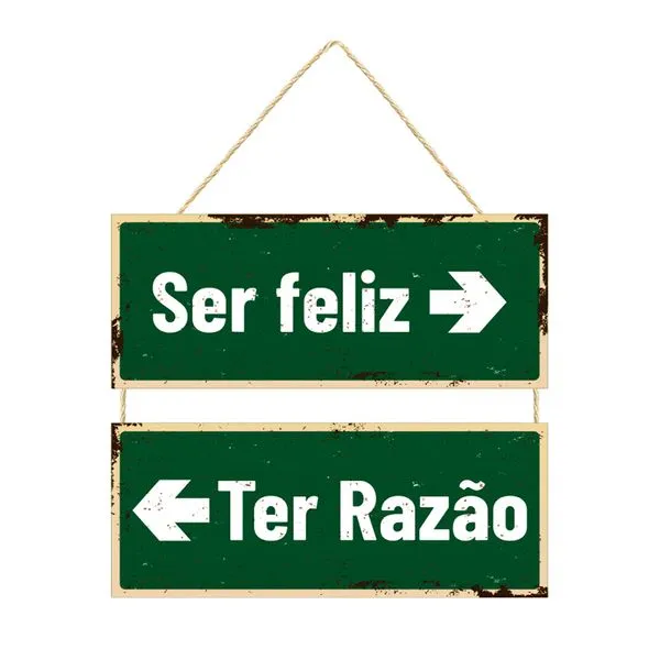 Placa Decorativa Com Corda "Ser Feliz" Mdf JPL2042 - Nsw