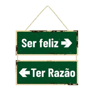 Placa Decorativa Com Corda "Ser Feliz" Mdf JPL2042 - Nsw