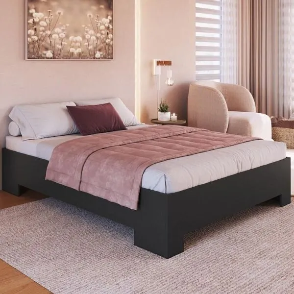 Cama De Casal Para Colchão 188x138cm Multimóveis CR40135 Grafite
