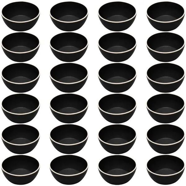 Kit 24 Bowls Melamina Cumbuca 600ml Preto Class Wolff Tigela Sopa Sobremesa Porções Sopas