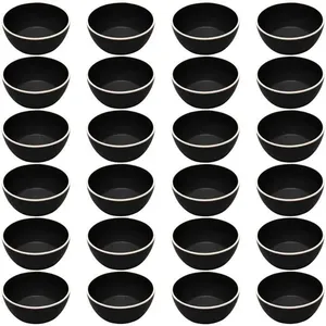 Kit 24 Bowls Melamina Cumbuca 600ml Preto Class Wolff Tigela Sopa Sobremesa Porções Sopas