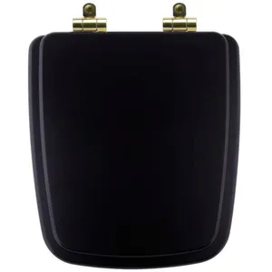 Tampa De Vaso Poliéster Com Fechamento Lento Boss Matte Black (preto Fosco) Para Louça Incepa Com Ferragem Dourada