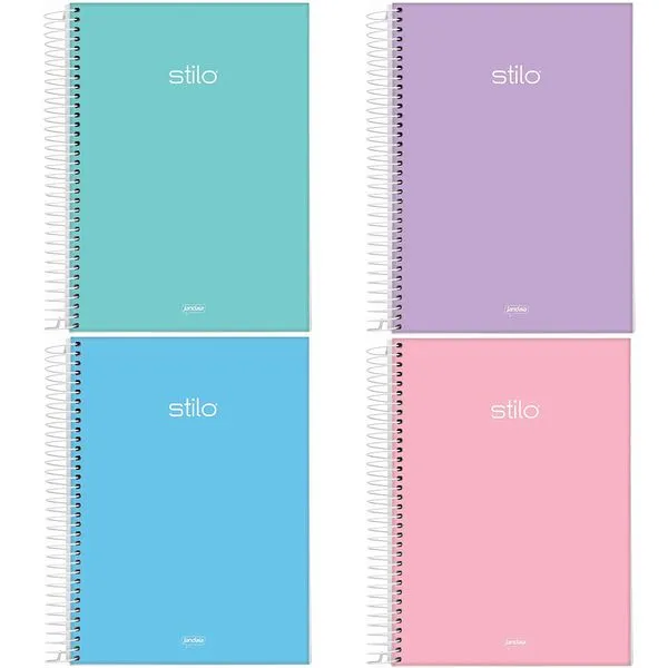Caderno 1/4 Espiral Stilo Sortido 80 Folhas 6882377 - Jandaia