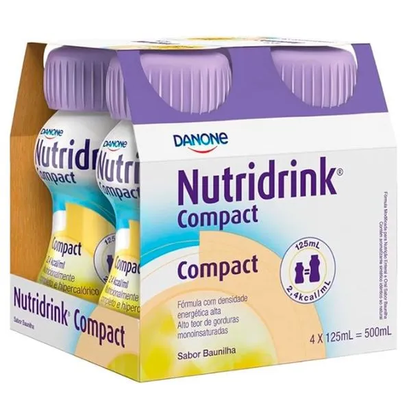 Suplemento Nutricional Hipercalórico Danone Nutridrink Compact Sabor Baunilha 125ml 4 Unidades