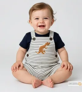 Conjunto Body/Jardineira Dino Marinho - P