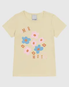 Blusa Infantil Menina Manga Curta Estampa Frontal Em Algodão Malwee Kids Amarelo - 8