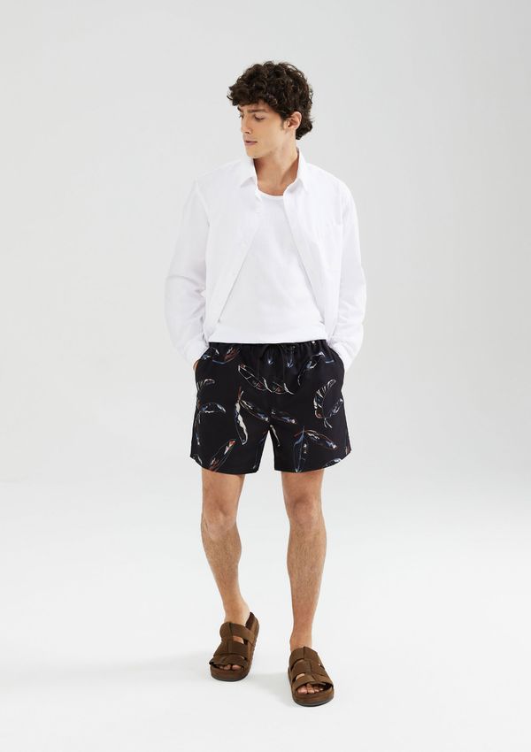 Shorts Praia Masculino Estampado - Preto G