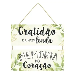 Jogo de Placas Decorativas Gratidão É A Mais Linda MDF com Corda - Nsw Decor