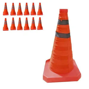 Kit 13 Cones Retráteis SU-CONE1-1 Dobráveis 70cm com Faixas Refletivas Laranja Economia Solar Kit 13 Cones Retráteis SU-CONE1-1 70cm Refletivos Dobráveis Laranja Economia Solar