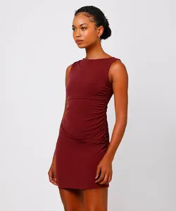 vestido curto feminino franzido mindset vinho G