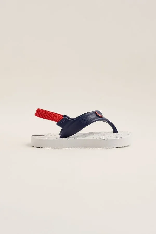 Chinelo Reserva Mini #1168 Bebê Branco/Marinho - 23/24