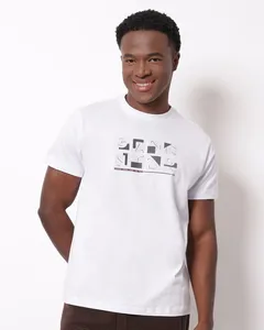 Camiseta Masculina Algodão Estampa Frontal Gangster Branca M