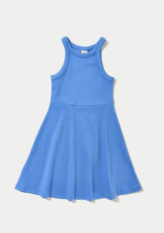 Vestido Infantil Curto Canelado - Azul 004