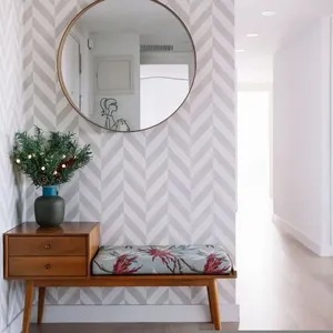 Papel de Parede Grudado Adesivo Listrado Elegante Rolo 45x300cm