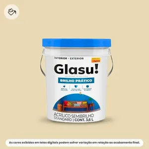 Tinta Acrílica Standard Semibrilho Glasu Suvinil Balde 3,6L Brilho Prático Marfim (MP)