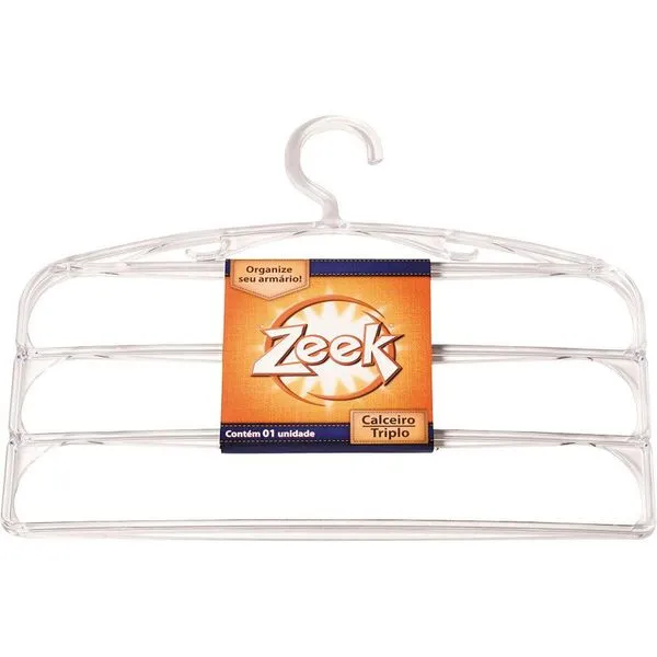 Cabide Zeek Triplo Cristal 01 Unidade - Zeek Utilidades