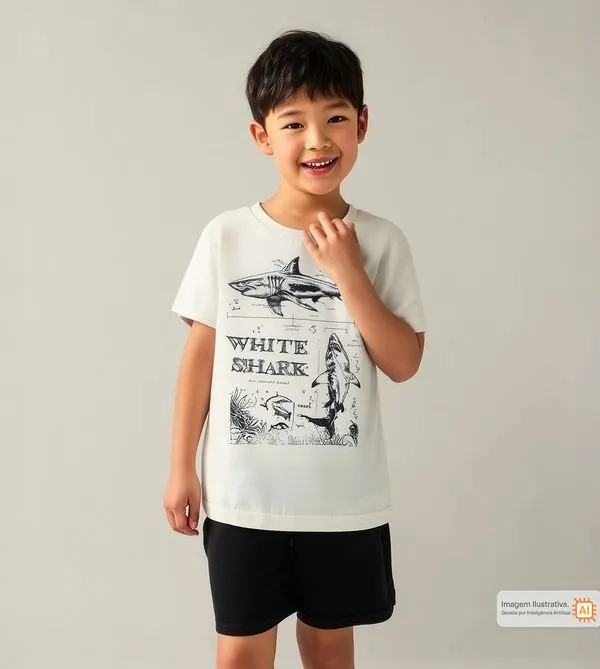 Camiseta Tubarão Branco Cru - 4