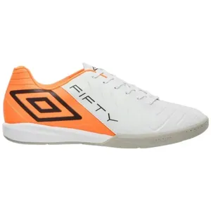 Chuteira Futsal N° 42 Umbro Fifty VI Branco Laranja Preto (MP)