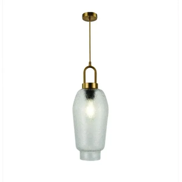 Pendente Dcd04056 para 1 Lâmpada E27 com Estrutura em Metal e Vidro Transparente Bronze Casa Chafariz Pendente Dcd04056 para 1 Lâmpada E27 com Estrutura em Metal e Vidro Bronze Casa Chafariz