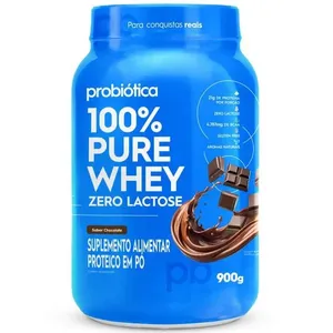 Whey 100% Pure Probiótica Zero Lactose Sabor Chocolate 900g