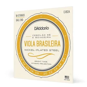 Encordoamento Viola Brasileira EJ82A Nickel-plated Steel Tensão Média 10 Cordas D'Addario Encordoamento Viola Brasileira EJ82A Nickel-plated Steel D'Addario