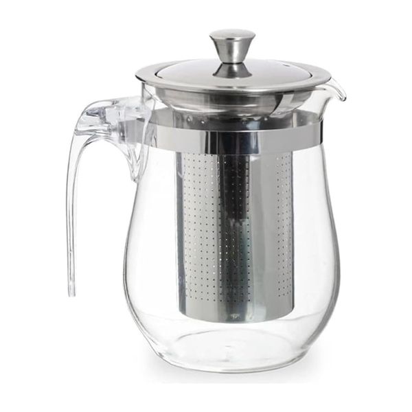 Chaleira Infusor 500 mL com Filtro Inox e Tampa - Vidro Transparente