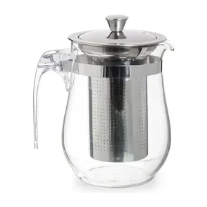 Chaleira Infusor 500 mL com Filtro Inox e Tampa - Vidro Transparente