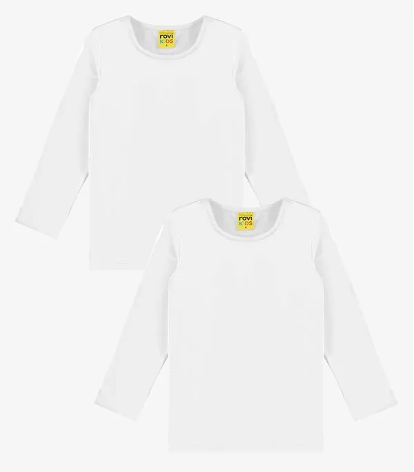 Kit 2 Camisetas Menina Manga Longa Térmica Rovi Kids Branco 1