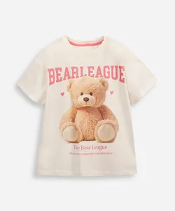 camiseta de algodão infantil manga curta ursinho off white 4
