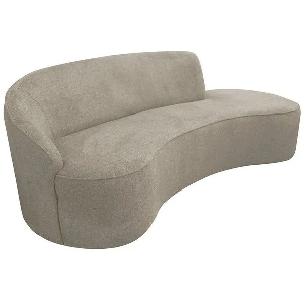 Sofá Curvo 04 Lugares 230cm Eron Braço Direito Suede Camurça Bege - Nexta Casa