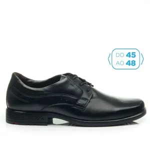Sapato Pegada Masculino Plus Size em Couro Preto 522109-01 48