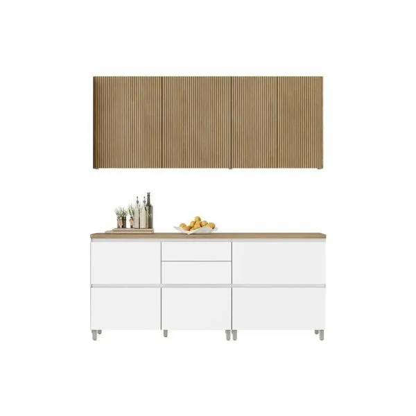 Kit Cozinha Nesher 4 Peças Rainha CZ432 Branca/Nature