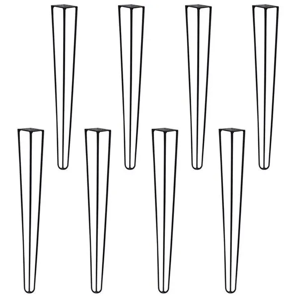 Kit 8 Pés De Metal 60 Cm Legs Mesa De Canto Aparador Preto