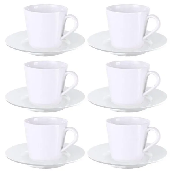 Kit 6 Xícara De Chá Com Pires Porcelana 185 Ml Leonora Tramontina