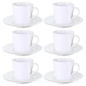 Kit 6 Xícara De Chá Com Pires Porcelana 185 Ml Leonora Tramontina