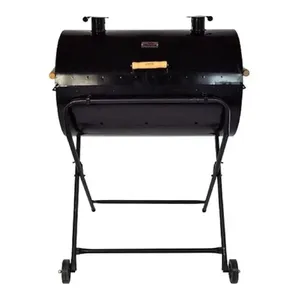 Churrasqueira Bafo Grill Inteira 100L com Grelha Suporte e Rodas Tambor Metálico Minasca Churrasqueira Bafo Grill Inteira 100L com Grelha e Rodas Minasca