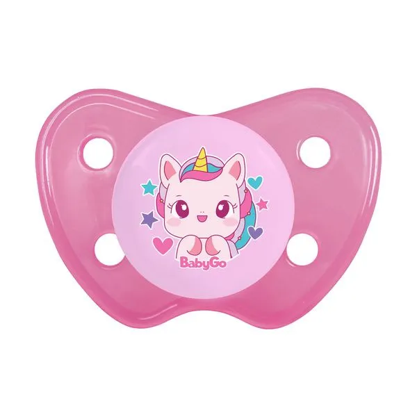 Chupeta T2 NK II Unicórnio Rosa Menina Com Bico Silicone Ortodôntico +6 Meses