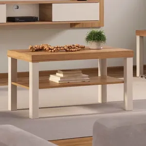 Mesa de Centro Artely Up Retangular Carvalho e Off White