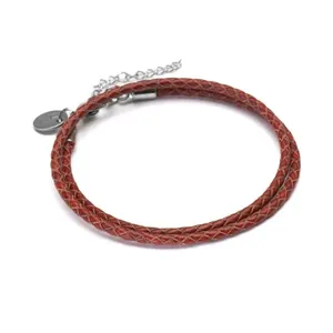 Pulseira Fellows de Couro Natural Vermelho Vermelho Ajustável