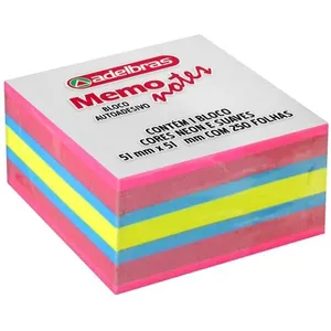 BLOCO DE RECADO AUTOADESIVO MEMONOTE 51X51 NEON 250FLS.