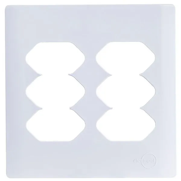 Placa 4x4 para 6 Tomadas Universais 2P+T + Suporte Branco da Linha Novara - 1100-106 - Dicompel