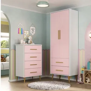 Quarto Infantil Completo com Guarda-roupa e Cômoda Magia Espresso Móveis Branco/Rosa